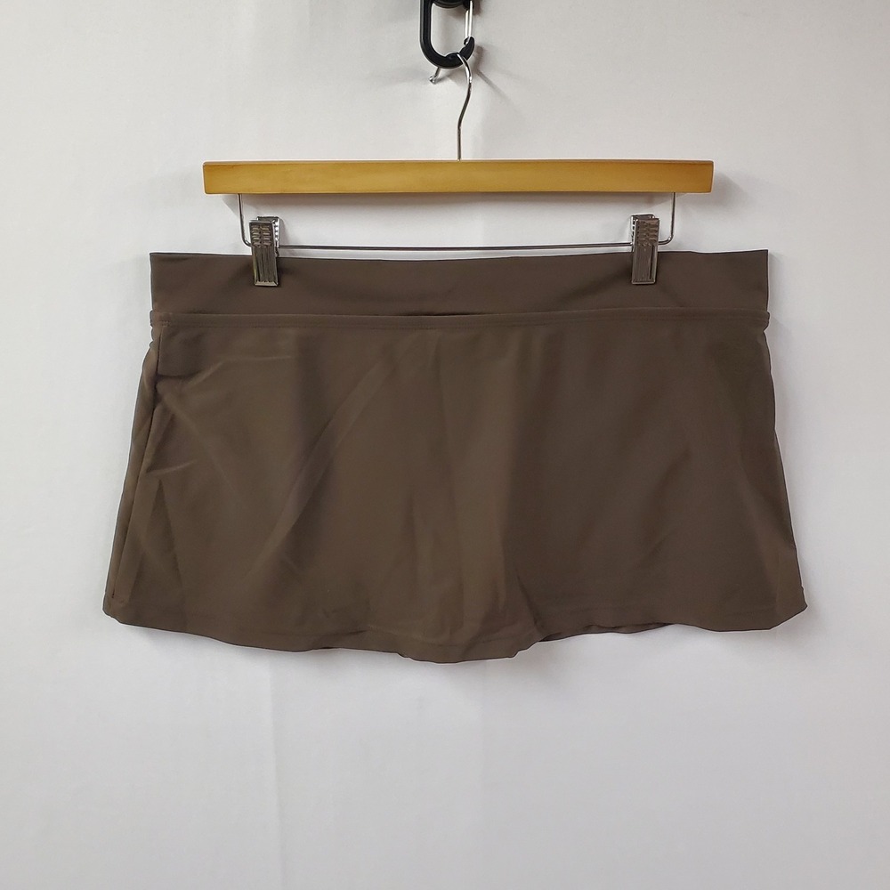 Ibiza Swim Skort Women 16 Chocolate Brown Coastal Beachy Vintage Goblin Forest